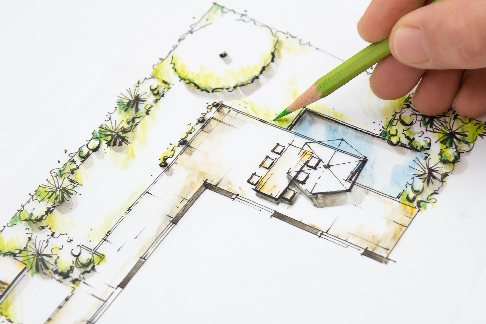 A blueprint of a garden design